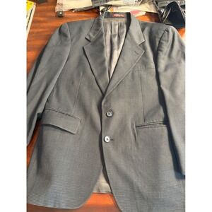 Evan-Picone Mens Pure Wool Blazer Micro Check Blue Grey Sport Coat Made in USA